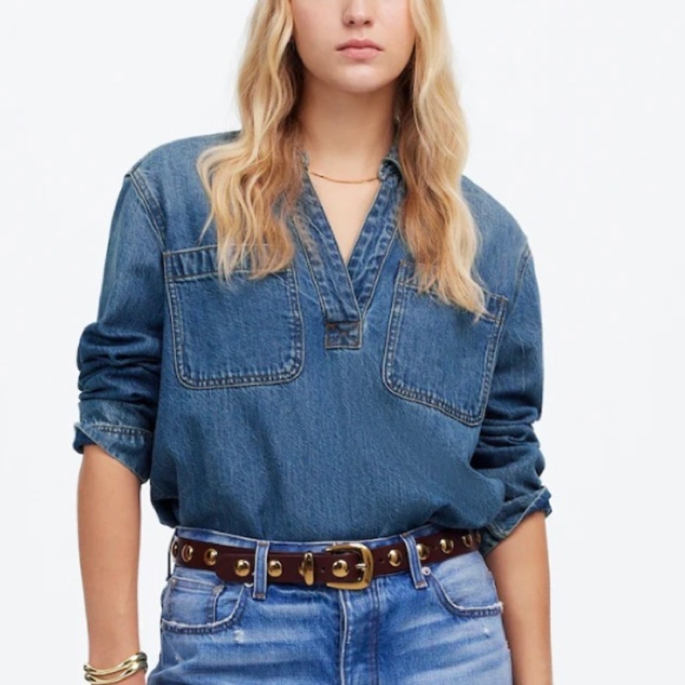 MADEWELL DENIM POP OVER TUNIC